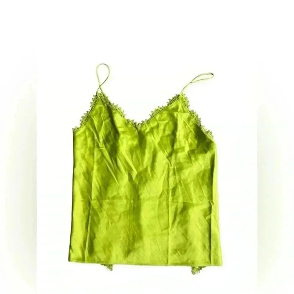 New with Tags Victoria Secret Satin and Lace Cami Set Lime Citron Yellow Small - Picture 3 of 9
